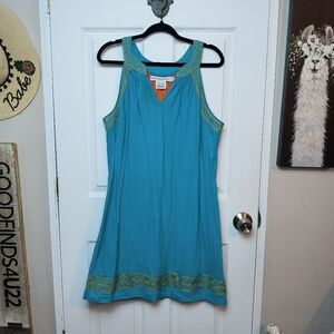 Gretchen Scott Blue Sleeveless Dress Sz M Resortwear Travel